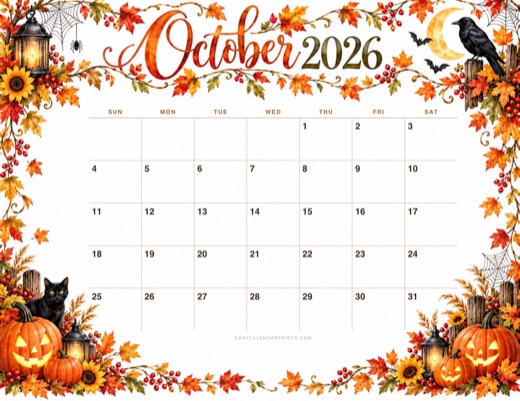 Seasonal printable calendar style